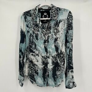 Womens Boho Abstract Animal Print‎ Top Size S Artsy Textured Lightweight Modern